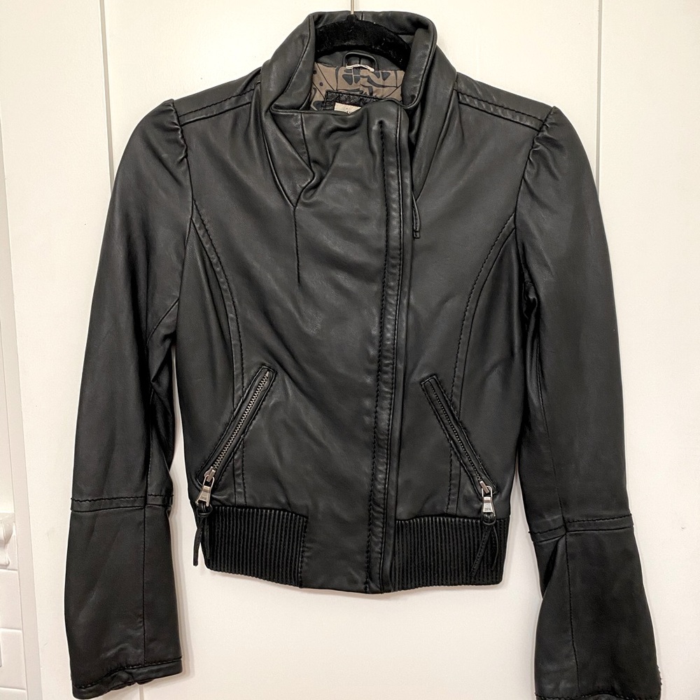 June Women’s Black Leather Jacket | Size XS